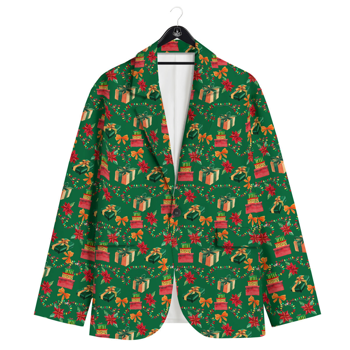 Poinsettia Cute Christmas Print Pattern Men's Sport Coat-grizzshop