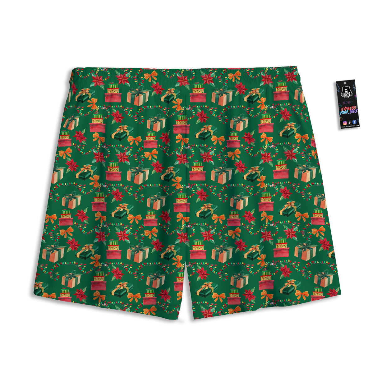 Poinsettia Cute Christmas Print Pattern Mesh Shorts