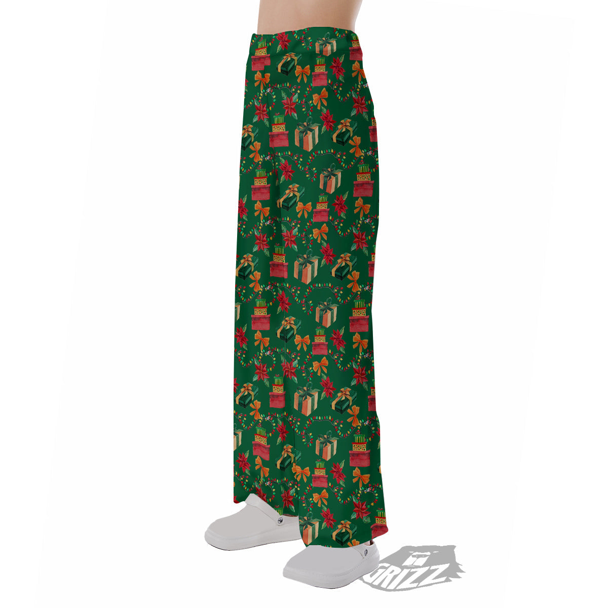 Poinsettia Cute Christmas Print Pattern Pajama Pants-grizzshop
