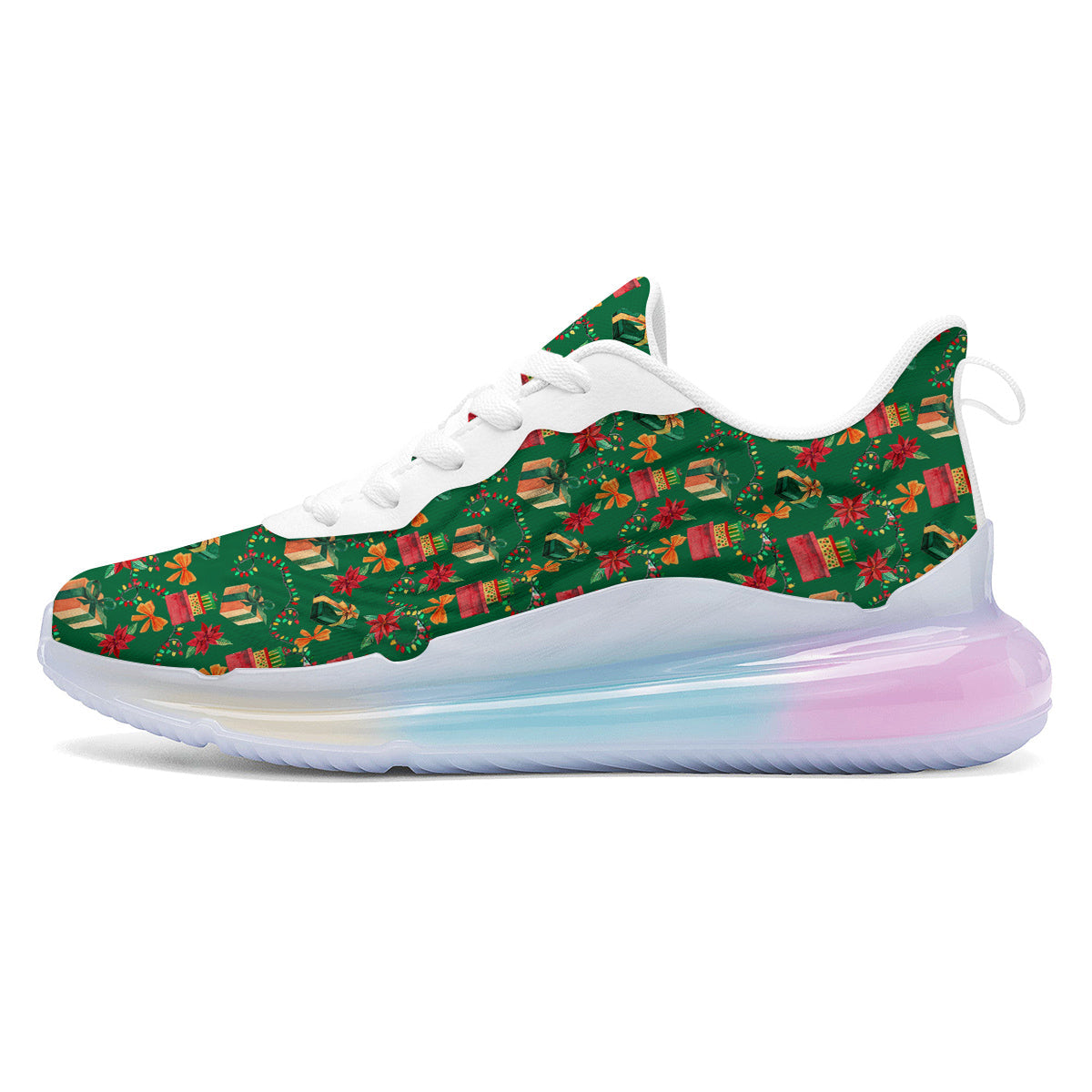 Poinsettia Cute Christmas Print Pattern Running Sneakers-grizzshop