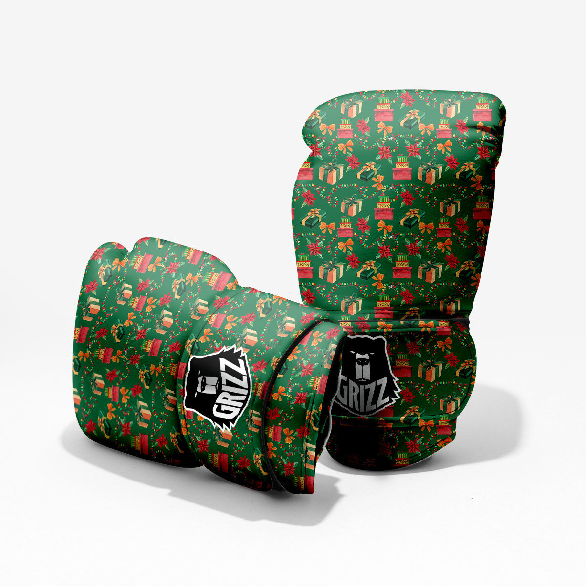 Poinsettia Cute Christmas Print Pattern Pro Boxing Glove