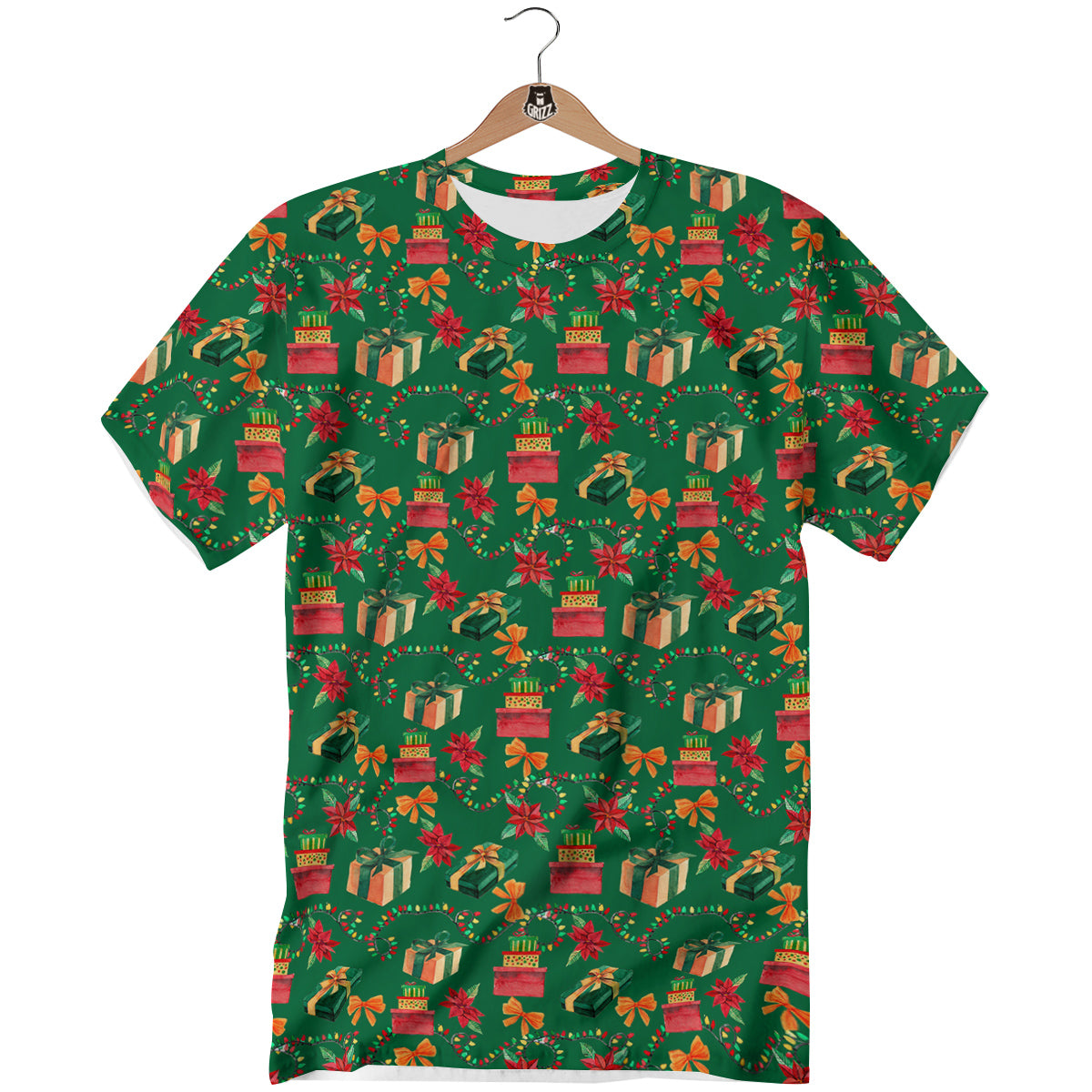 Poinsettia Cute Christmas Print Pattern T-Shirt-grizzshop