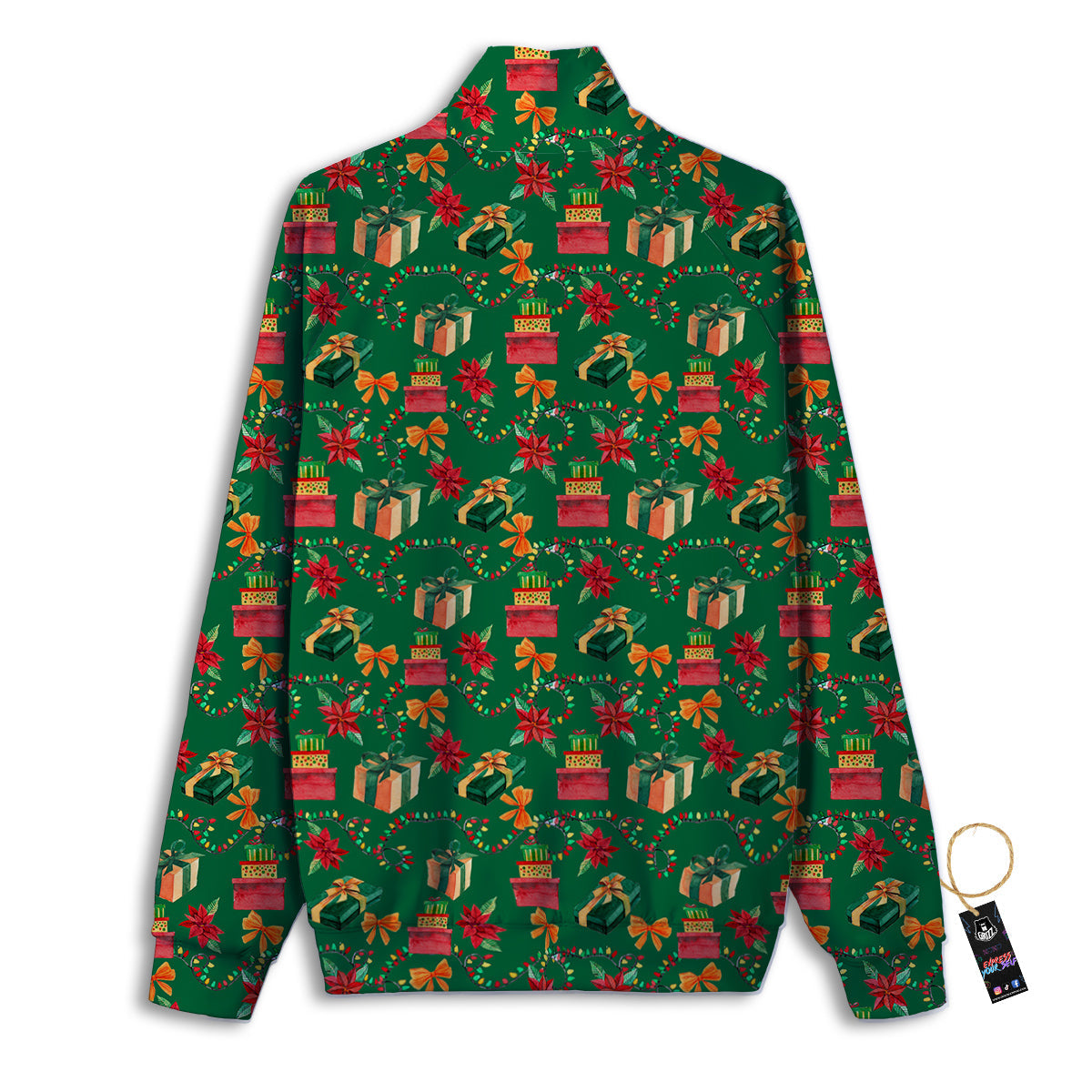 Poinsettia Cute Christmas Print Pattern Track Jacket-grizzshop