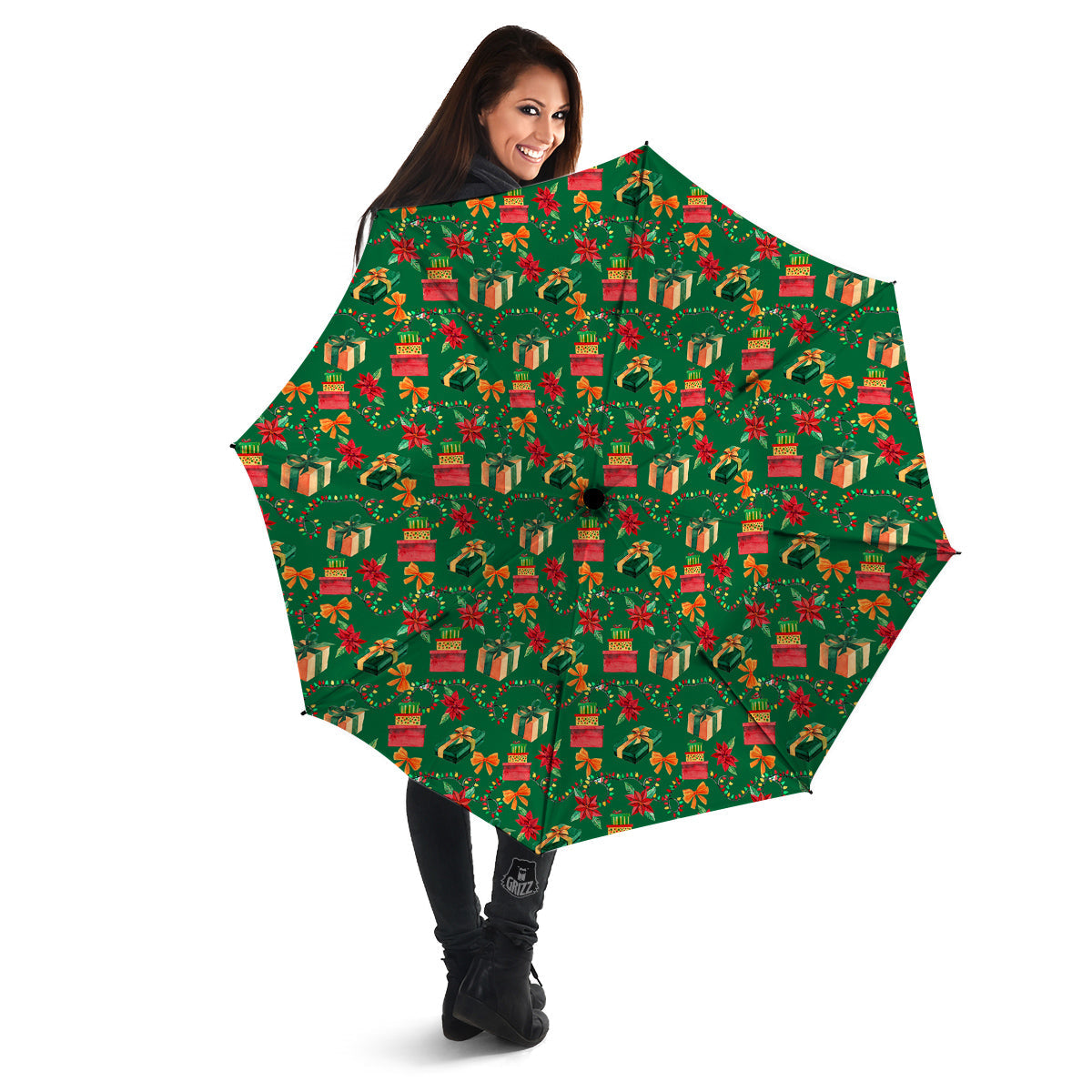 Poinsettia Cute Christmas Print Pattern Umbrella-grizzshop