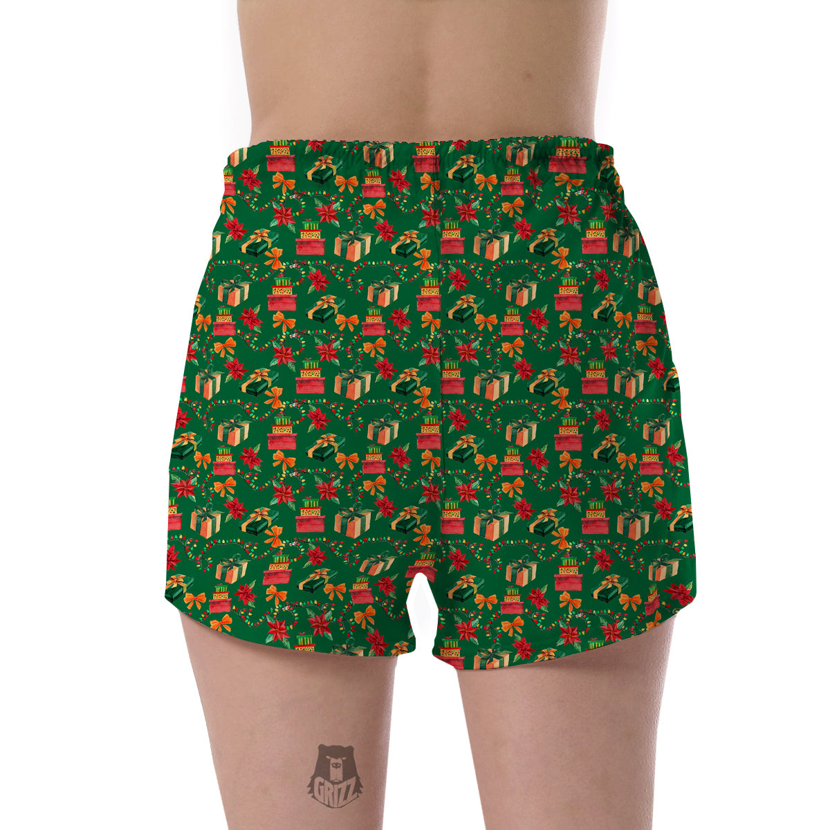 Poinsettia Cute Christmas Print Pattern Women's Shorts-grizzshop