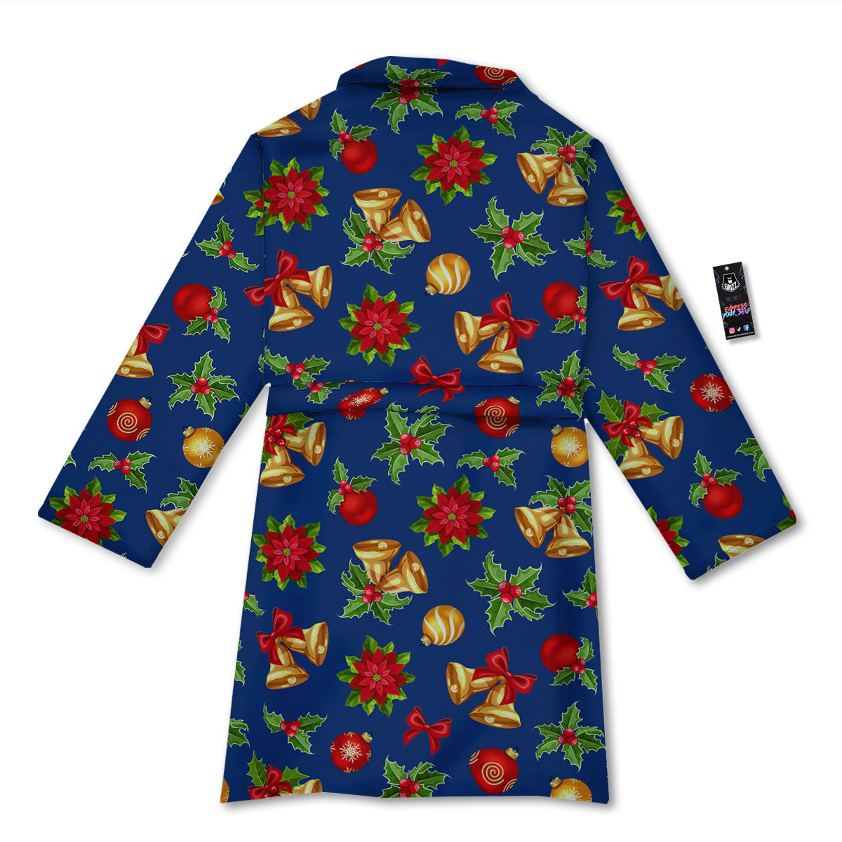 Poinsettia Merry Christmas Print Pattern Bathrobe-grizzshop