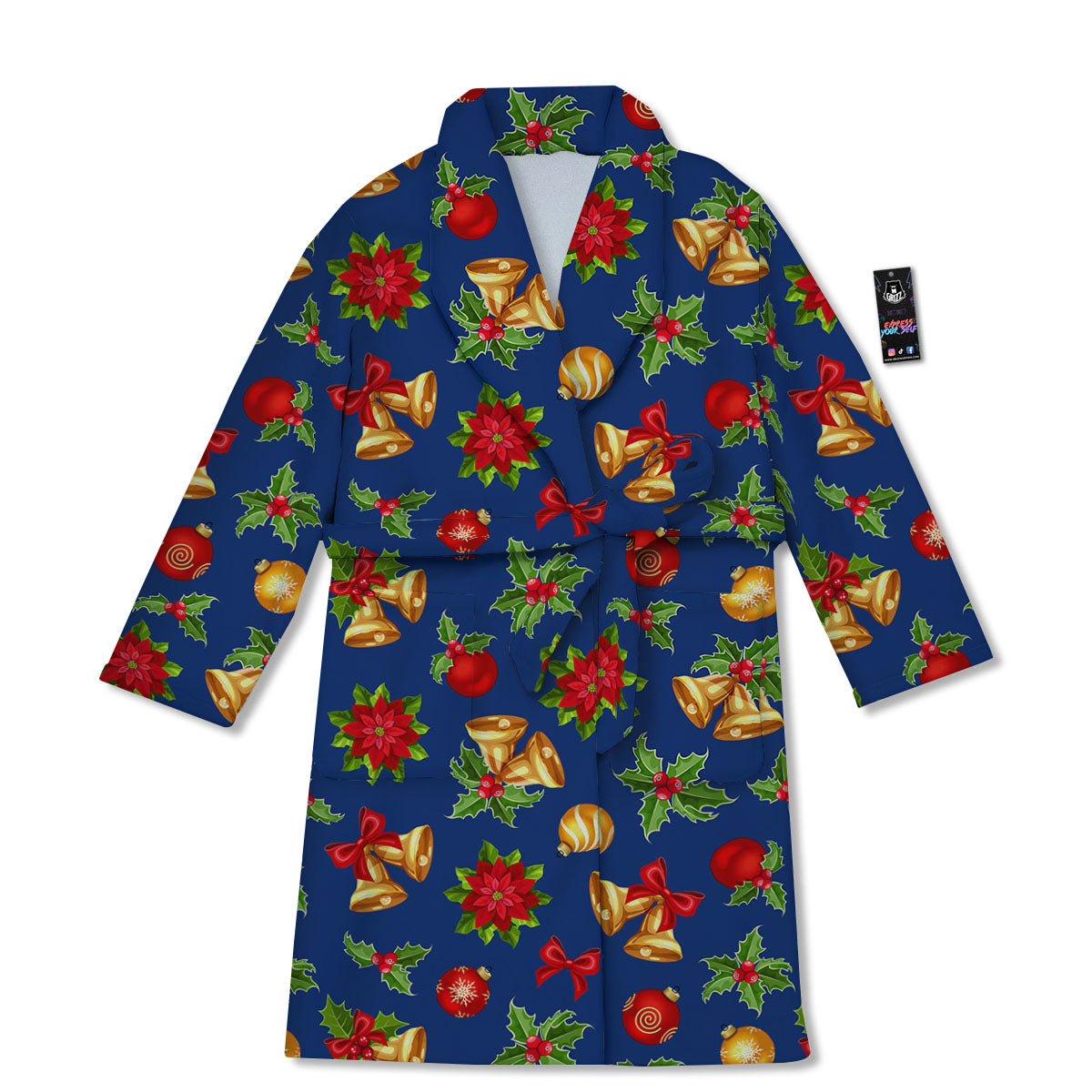 Poinsettia Merry Christmas Print Pattern Bathrobe-grizzshop