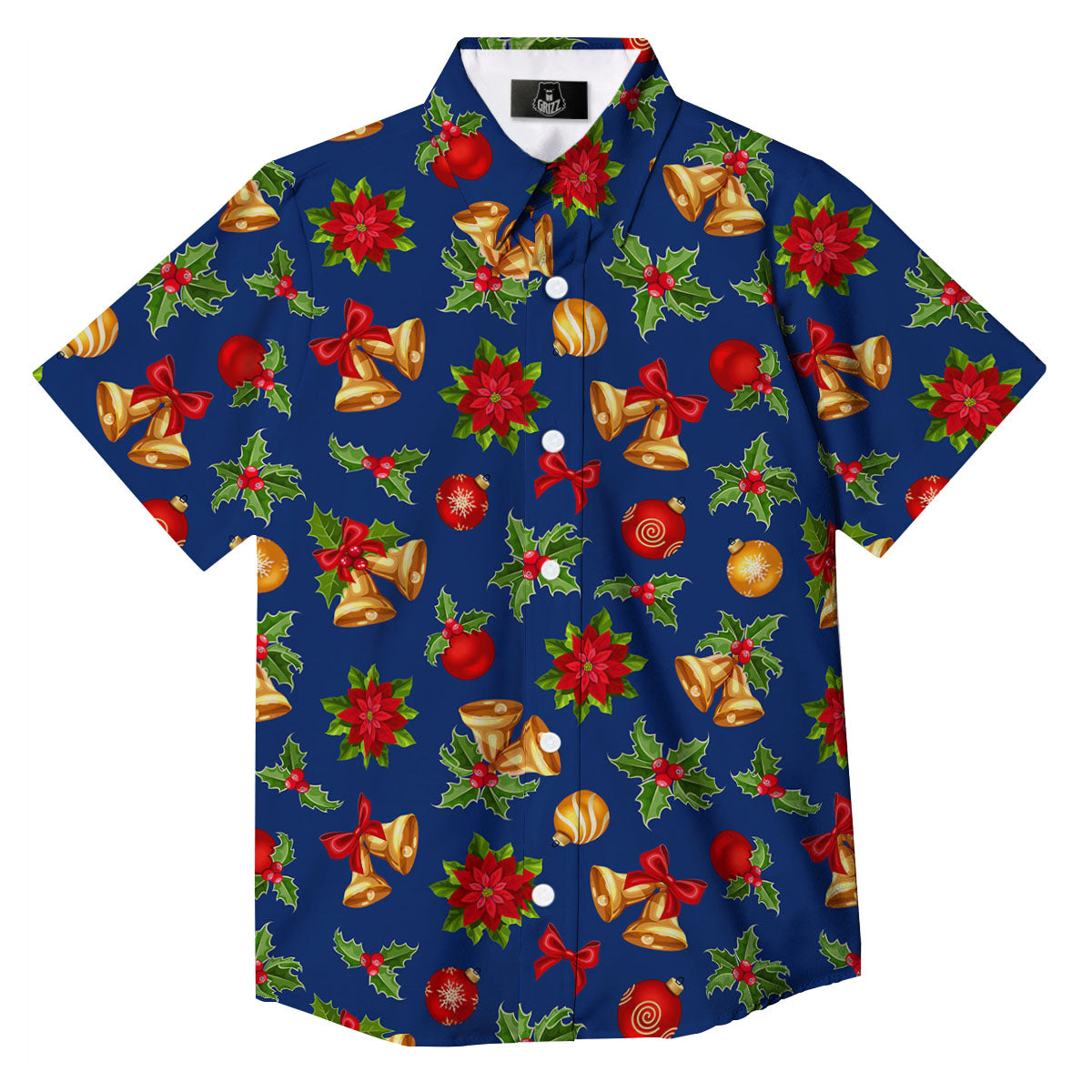 Poinsettia Merry Christmas Print Pattern Button Up Shirt-grizzshop