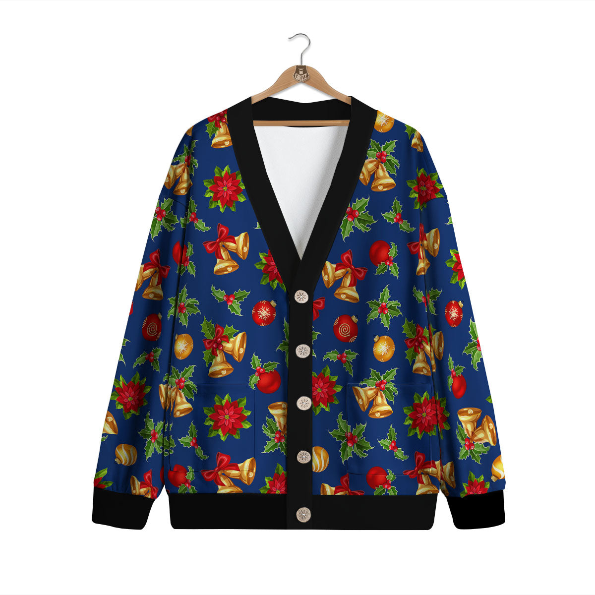 Poinsettia Merry Christmas Print Pattern Cardigan-grizzshop