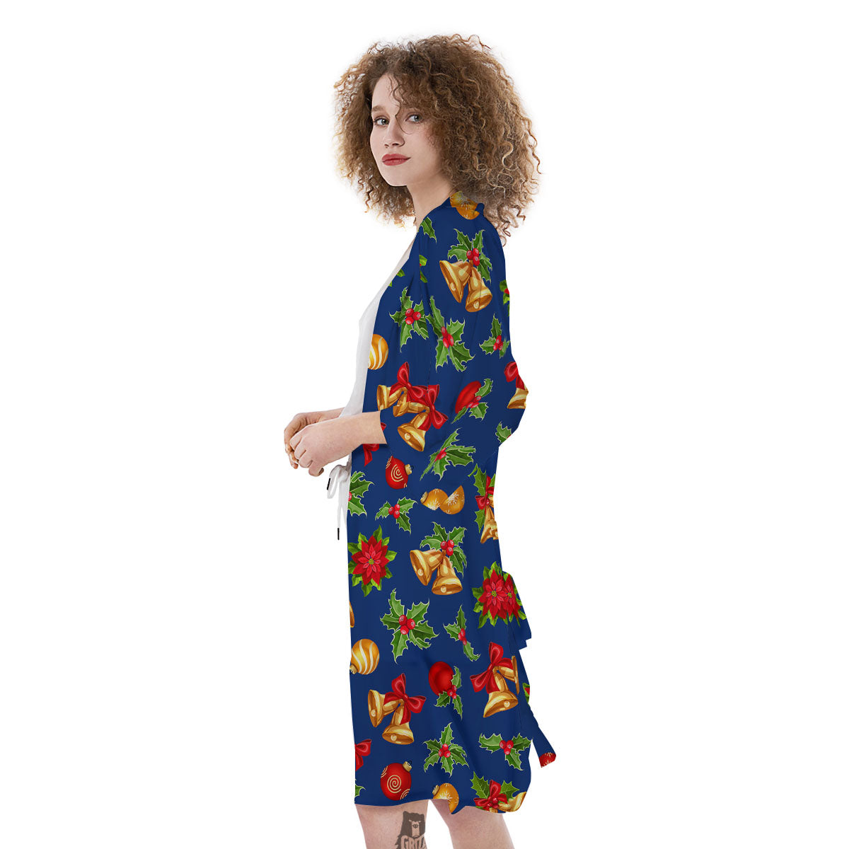 Poinsettia Merry Christmas Print Pattern Kimono-grizzshop