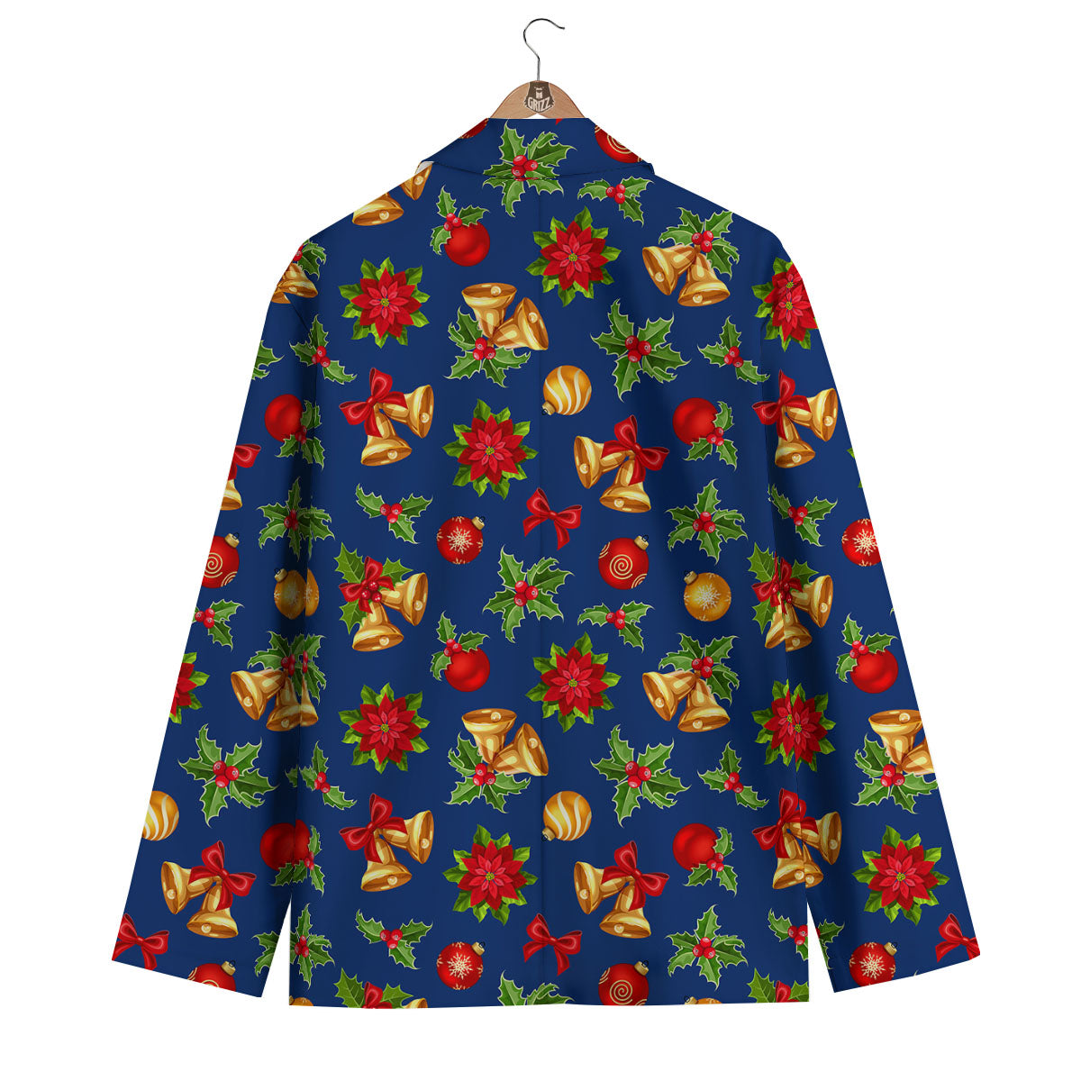 Poinsettia Merry Christmas Print Pattern Men's Blazer-grizzshop
