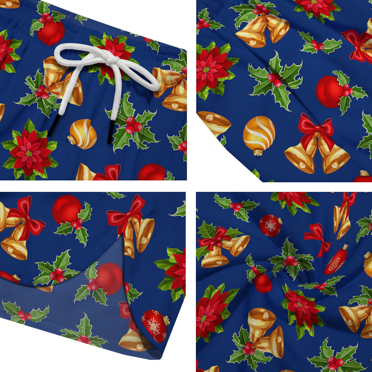 Poinsettia Merry Christmas Print Pattern Men's Running Shorts-grizzshop
