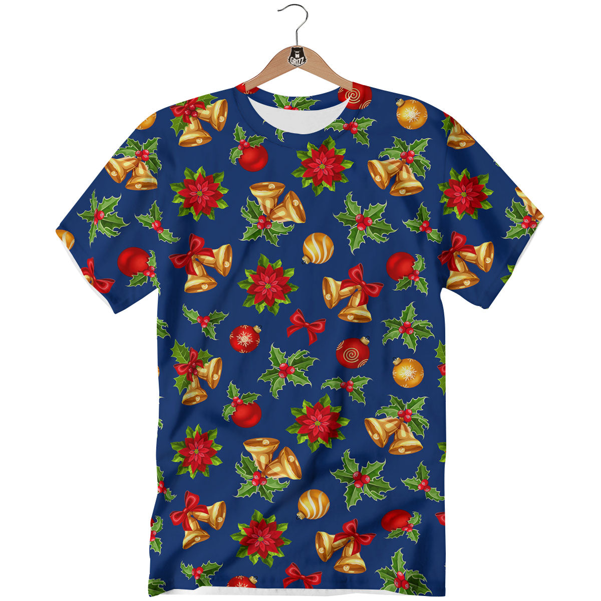 Poinsettia Merry Christmas Print Pattern T-Shirt-grizzshop
