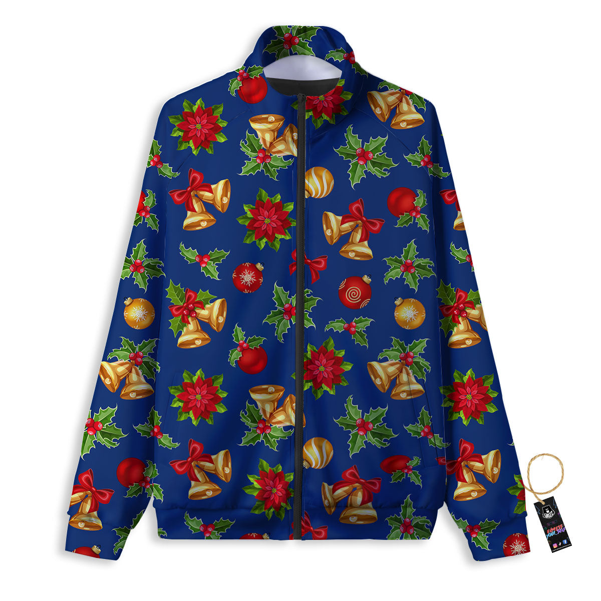 Poinsettia Merry Christmas Print Pattern Track Jacket-grizzshop
