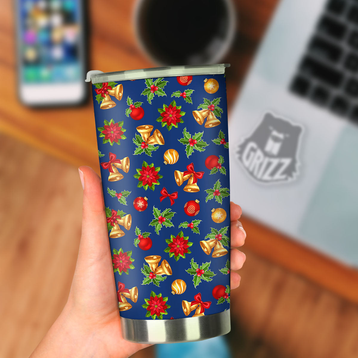 Poinsettia Merry Christmas Print Pattern Tumbler-grizzshop