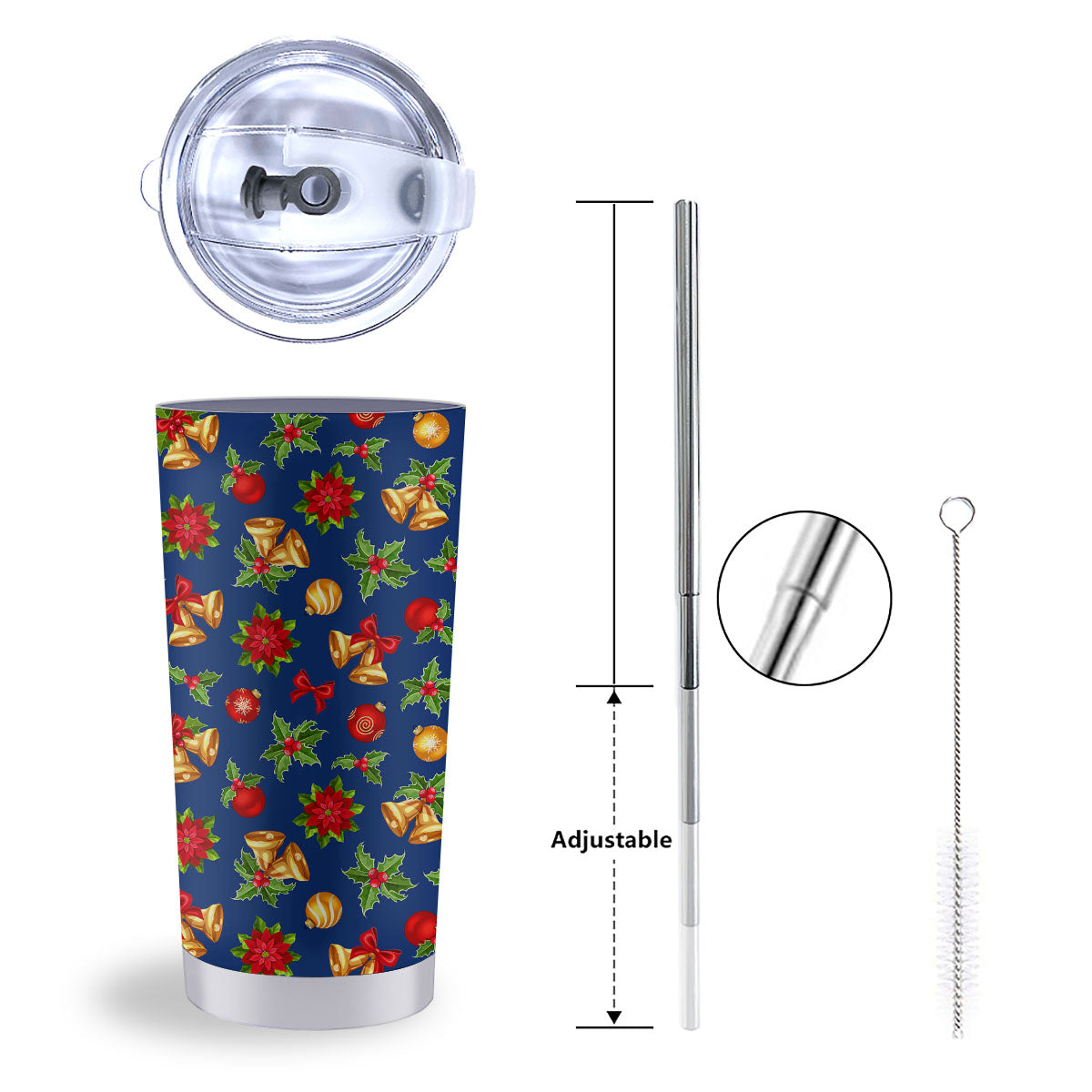 Poinsettia Merry Christmas Print Pattern Tumbler-grizzshop