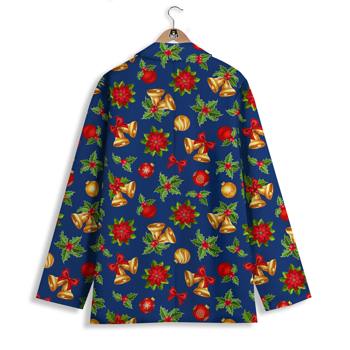 Poinsettia Merry Christmas Print Pattern Women's Blazer-grizzshop