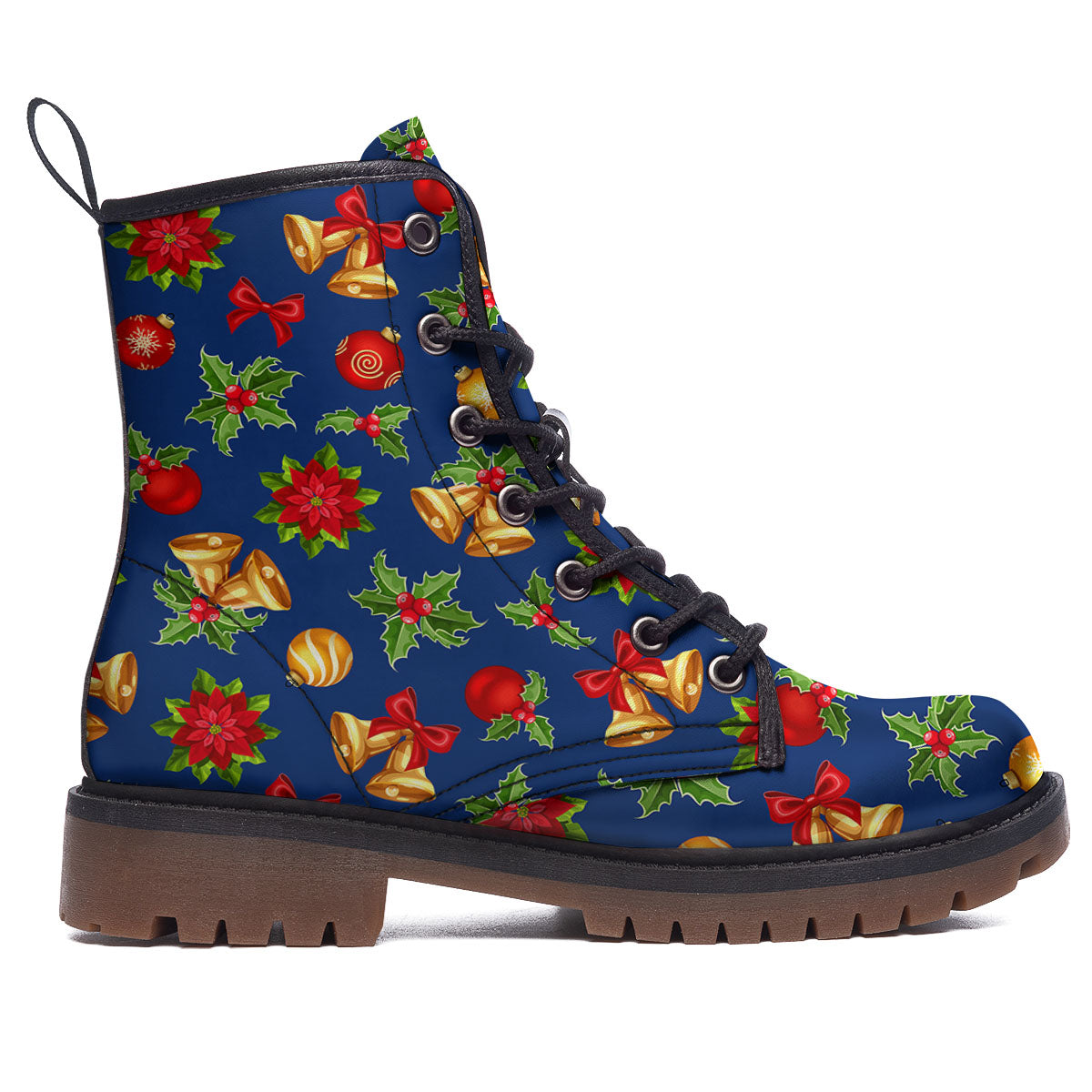 Poinsettia Merry Christmas Print Pattern Work Boots-grizzshop