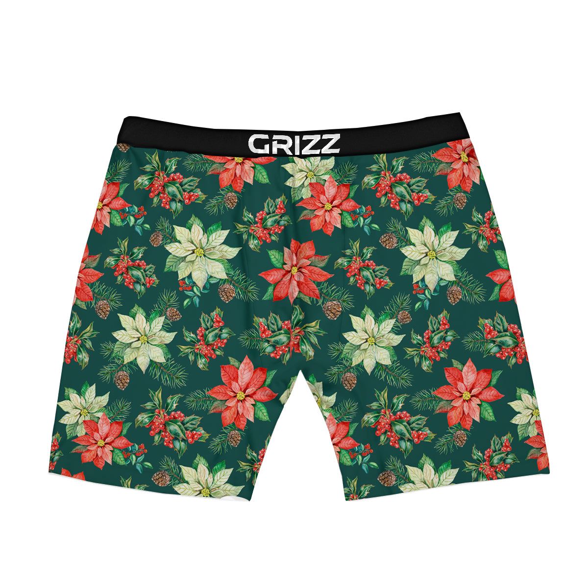 Poinsettia Watercolor Print Pattern Boxer Briefs-grizzshop