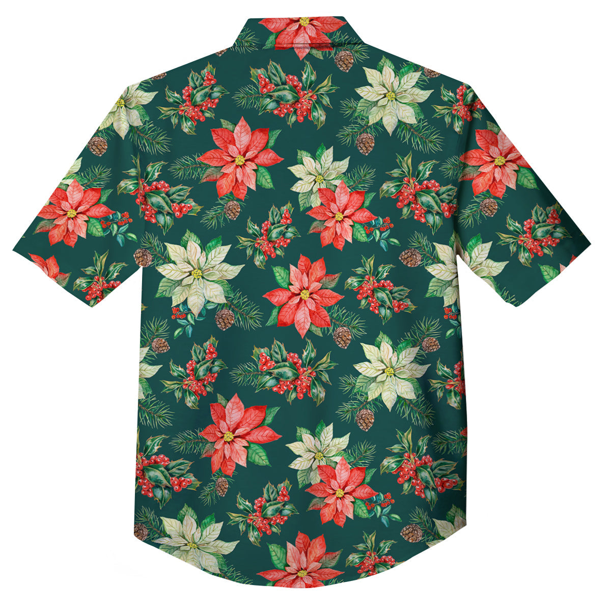 Poinsettia Watercolor Print Pattern Button Up Shirt-grizzshop