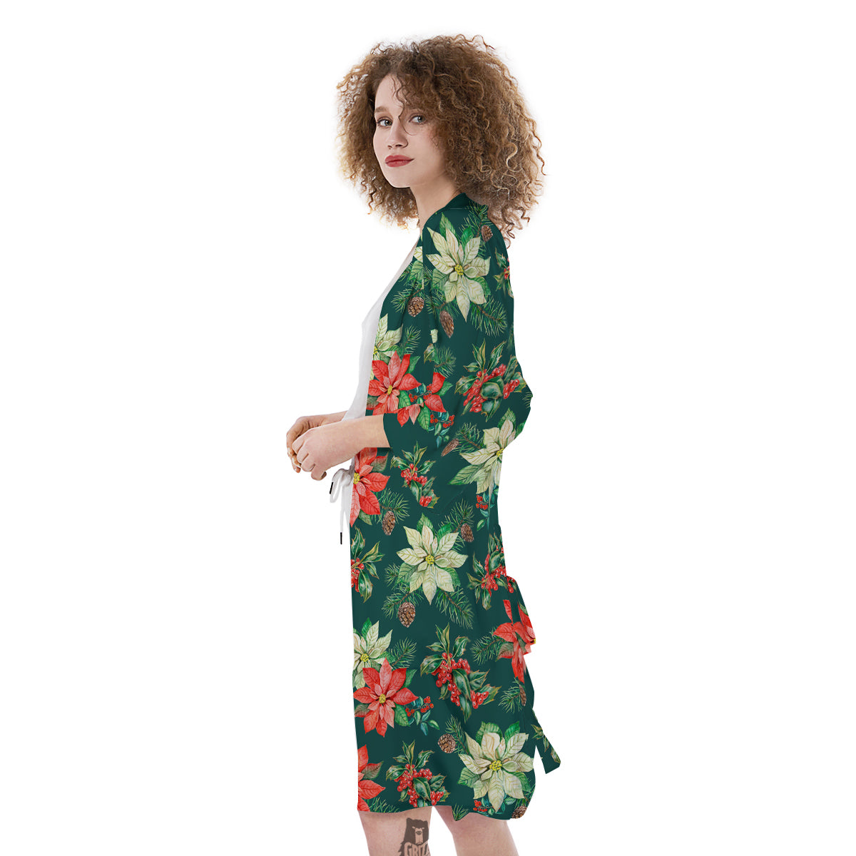 Poinsettia Watercolor Print Pattern Kimono-grizzshop