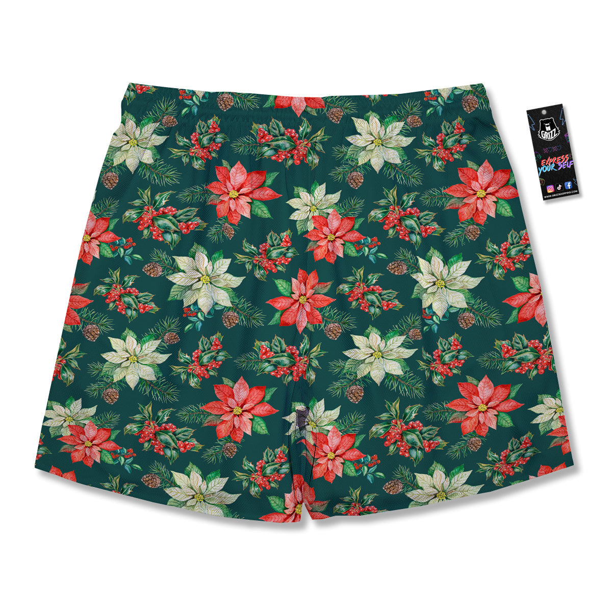 Poinsettia Watercolor Print Pattern Men's Running Shorts-grizzshop