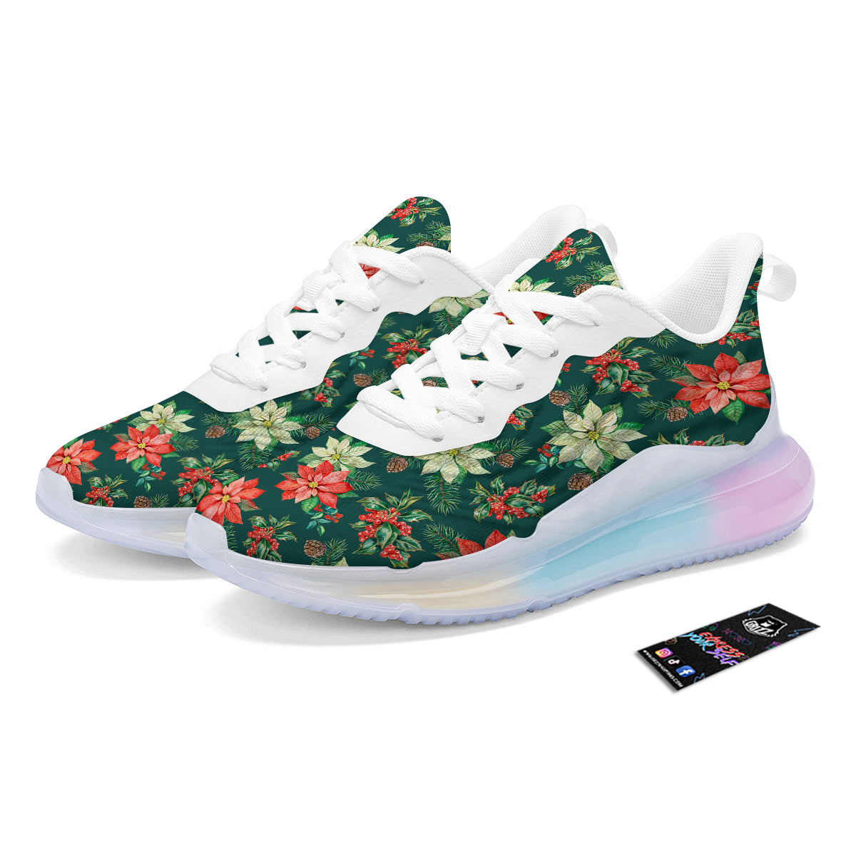 Poinsettia Watercolor Print Pattern Running Sneakers-grizzshop