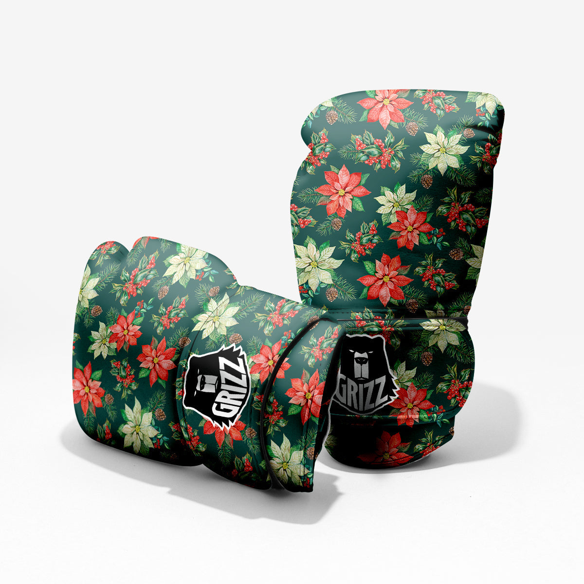 Poinsettia Watercolor Print Pattern Pro Boxing Glove