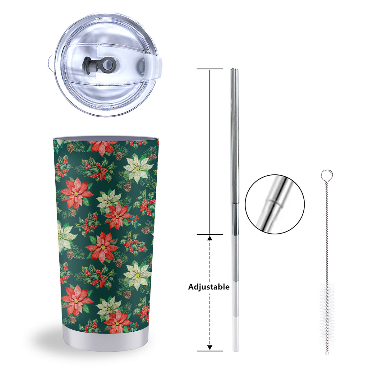 Poinsettia Watercolor Print Pattern Tumbler-grizzshop