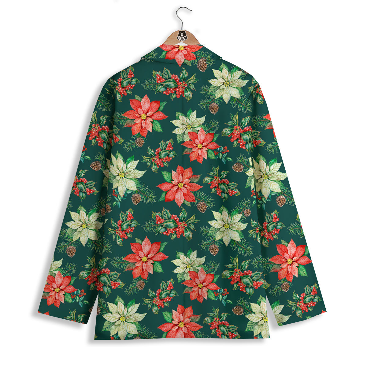 Poinsettia Watercolor Print Pattern Women's Blazer-grizzshop