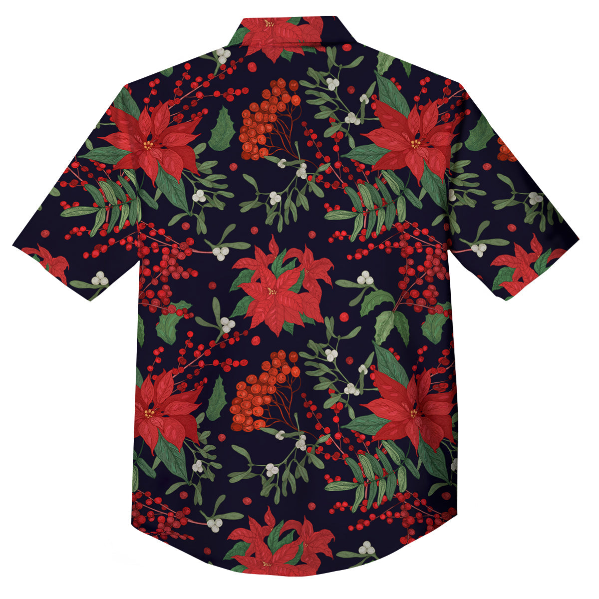 Poinsettia Xmas Print Pattern Button Up Shirt-grizzshop