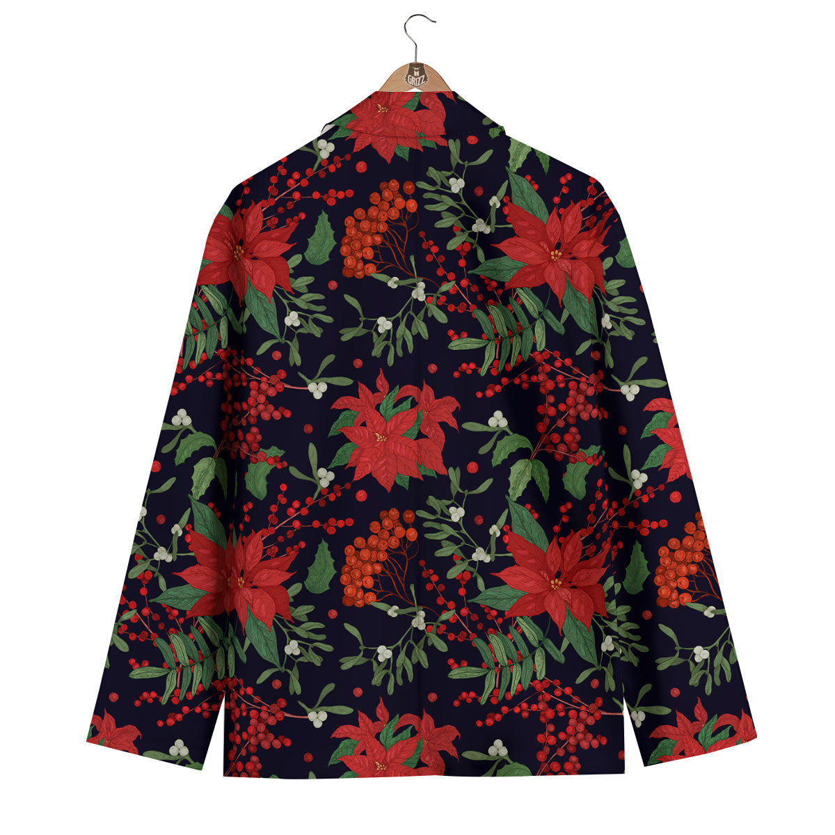 Poinsettia Xmas Print Pattern Men's Blazer-grizzshop