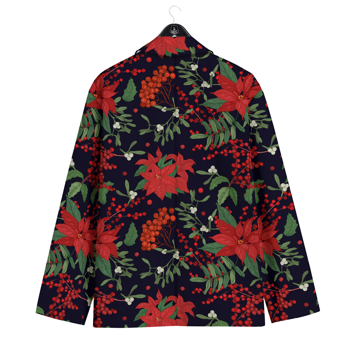 Poinsettia Xmas Print Pattern Men's Sport Coat-grizzshop