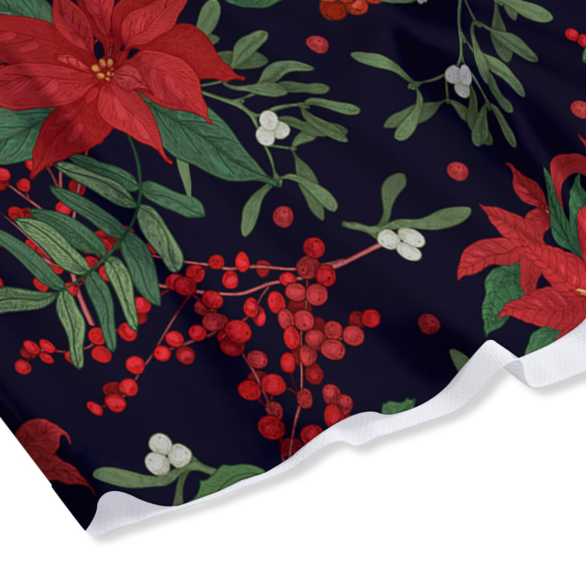 Poinsettia Xmas Print Pattern Mesh Shorts