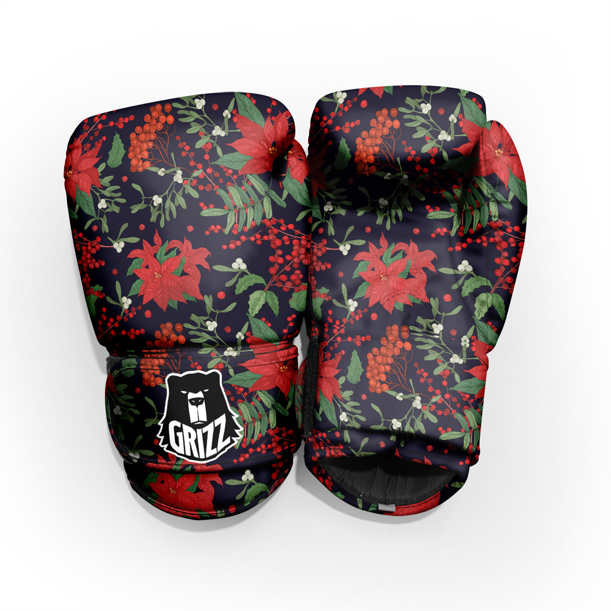 Poinsettia Xmas Print Pattern Pro Boxing Glove
