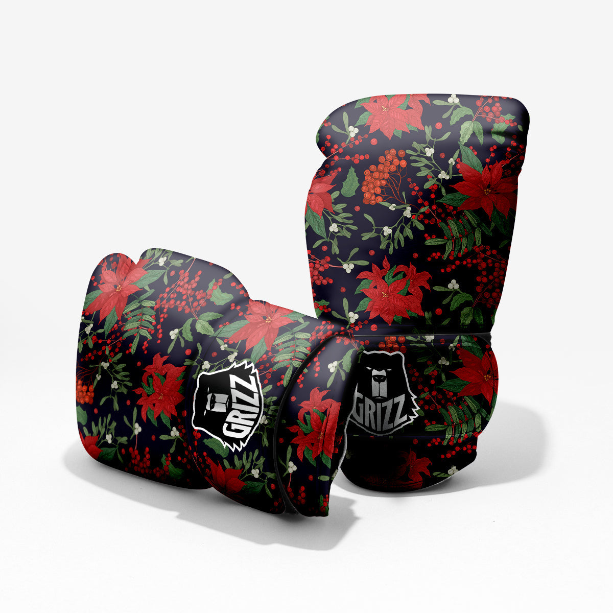 Poinsettia Xmas Print Pattern Pro Boxing Glove
