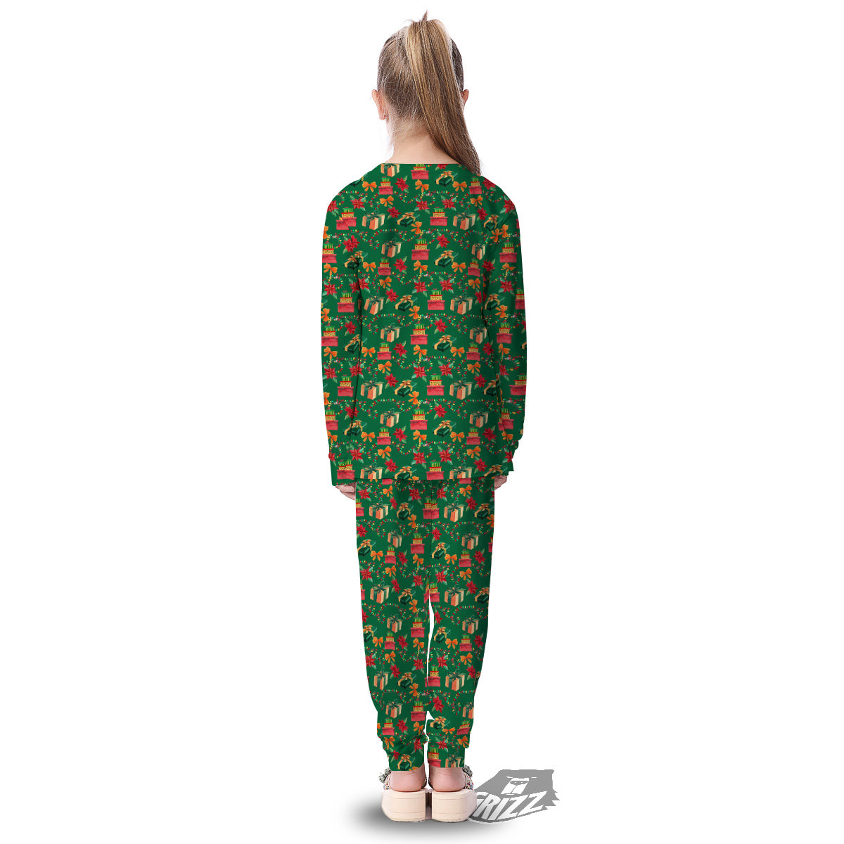 Poinsettia Cute Christmas Print Pattern Kid's Pajamas-grizzshop