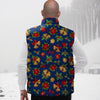 Poinsettia Merry Christmas Print Pattern Down Vest