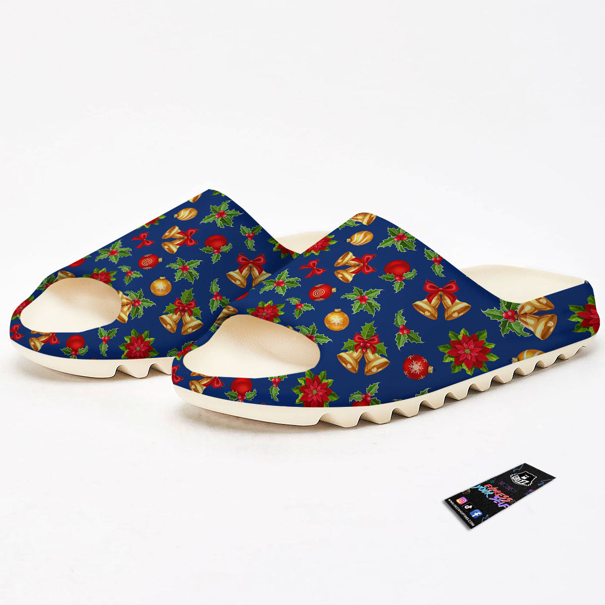 Poinsettia Merry Christmas Print Pattern Sandals-grizzshop