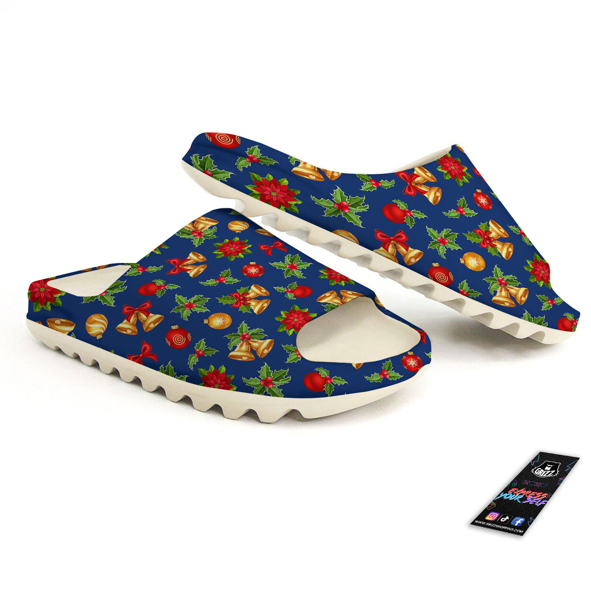 Poinsettia Merry Christmas Print Pattern Sandals-grizzshop