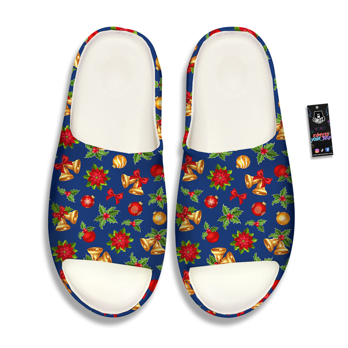 Poinsettia Merry Christmas Print Pattern Sandals-grizzshop