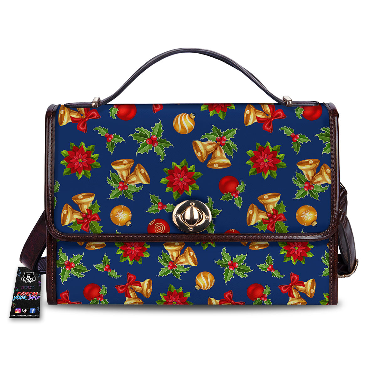 Poinsettia Merry Christmas Print Pattern Women's Satchel Bag