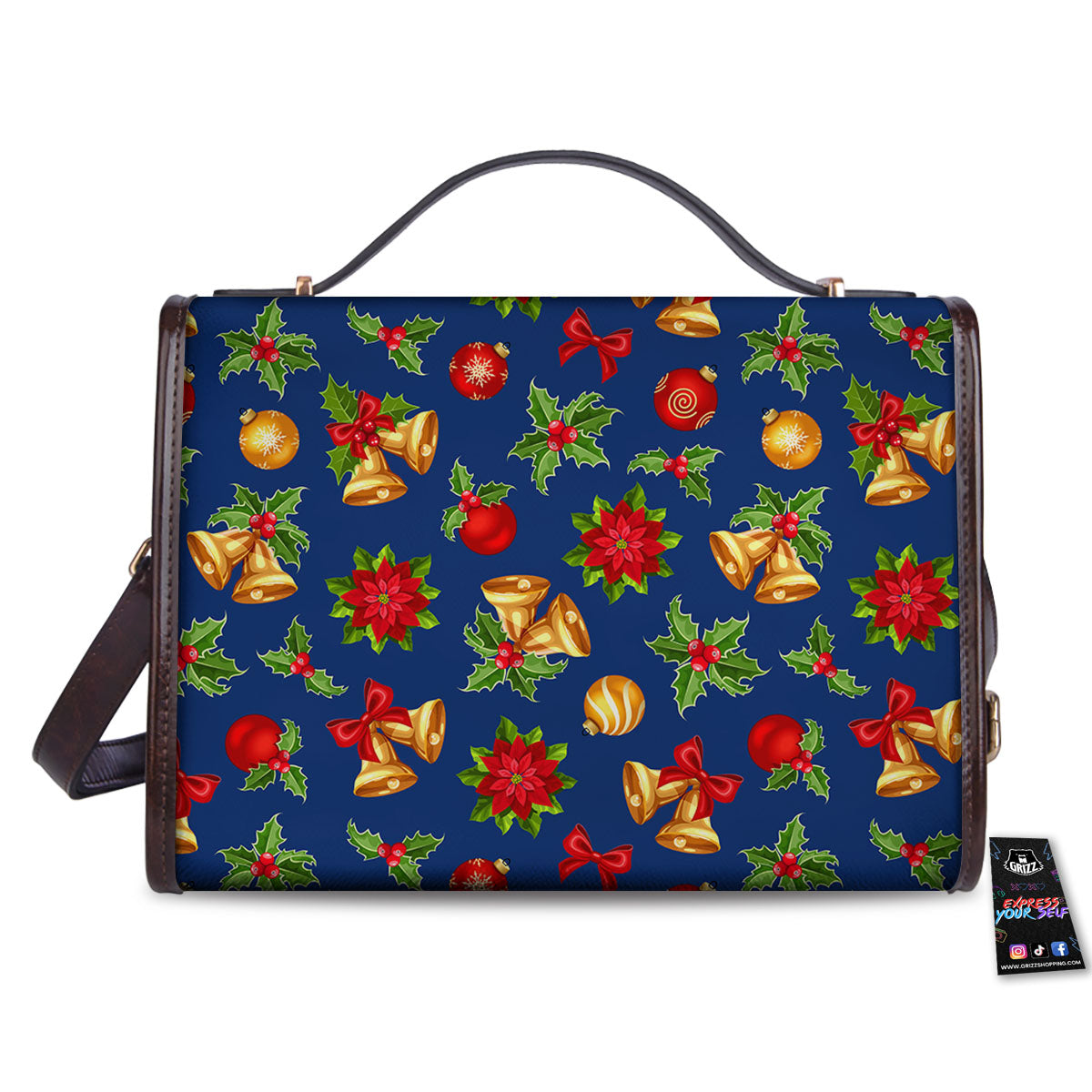 Poinsettia Merry Christmas Print Pattern Women's Satchel Bag