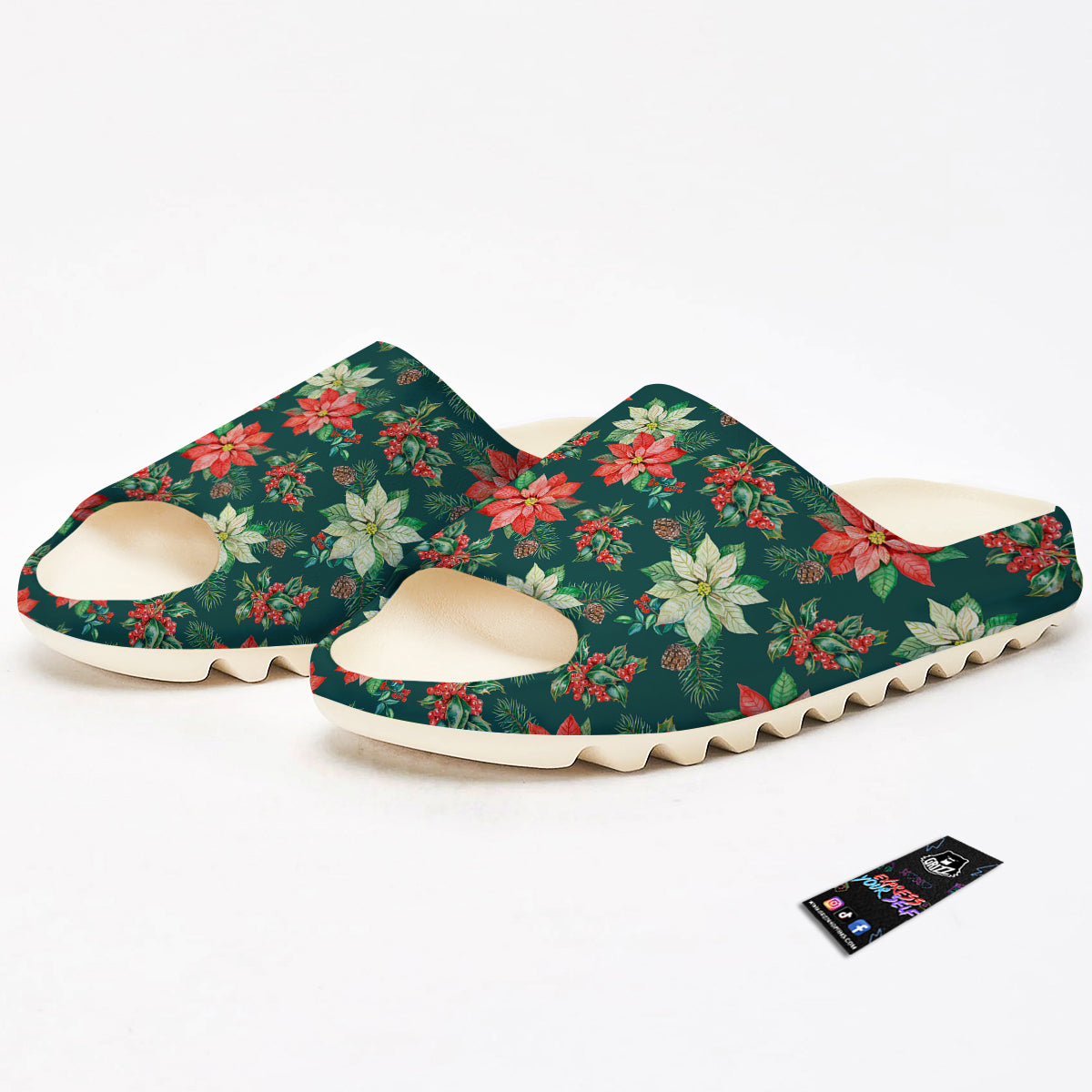 Poinsettia Watercolor Print Pattern Sandals-grizzshop