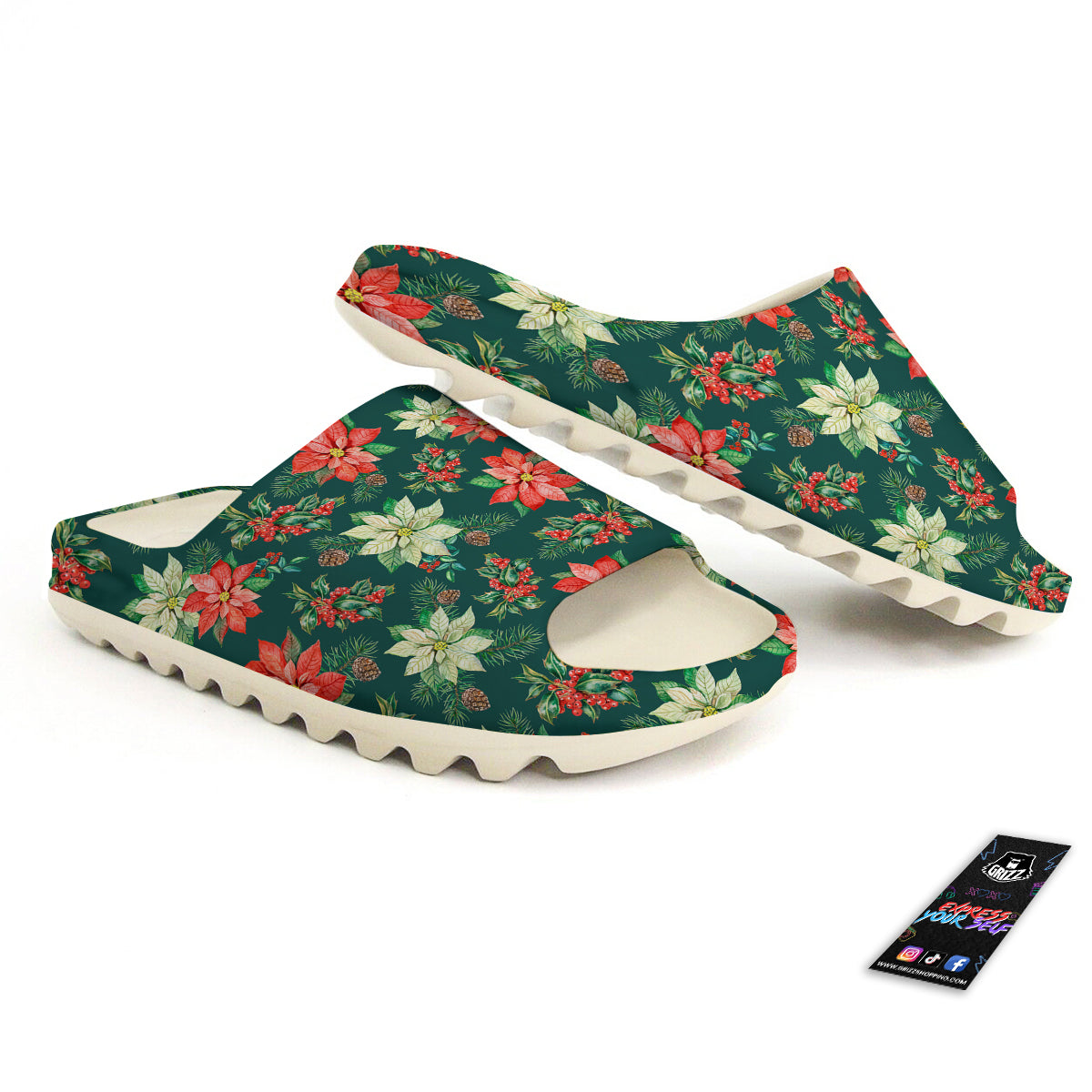 Poinsettia Watercolor Print Pattern Sandals-grizzshop