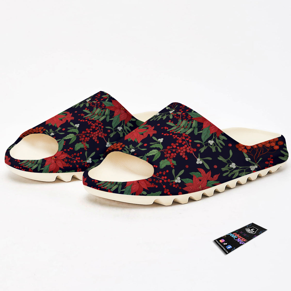 Poinsettia Xmas Print Pattern Sandals-grizzshop