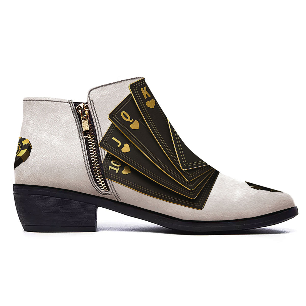 Poker Cards Print Ankle Boots-grizzshop