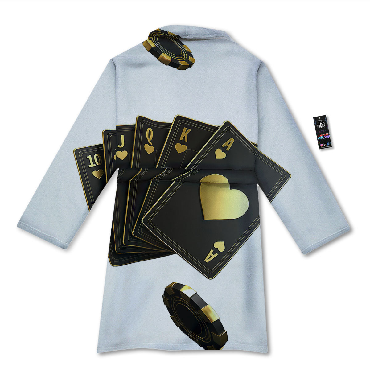 Poker Cards Print Bathrobe-grizzshop