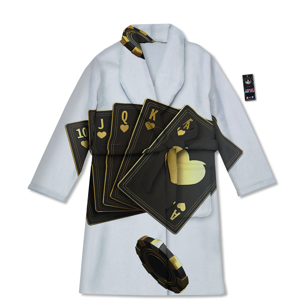Poker Cards Print Bathrobe-grizzshop