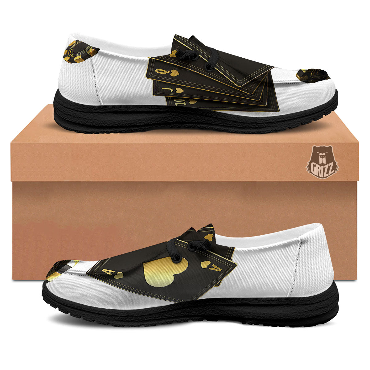 Poker Cards Print Black Loafers-grizzshop